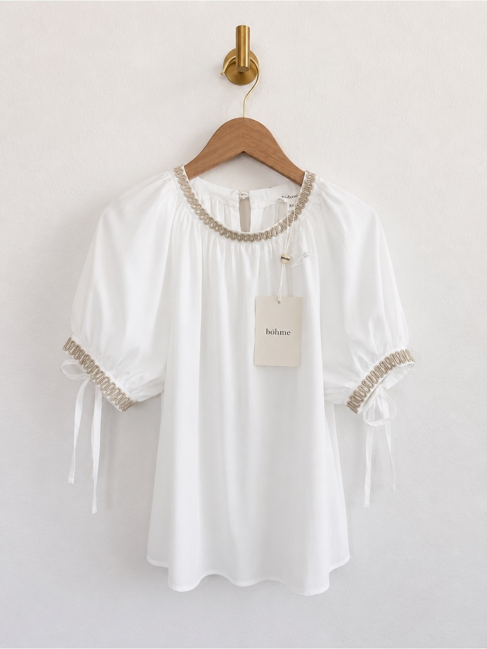 bohme White Smocked-Neck Puff Sleeve Top - Picture 4 of 8